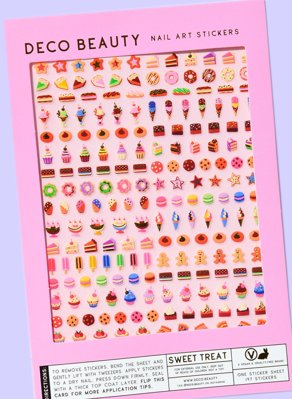Sweet Treat sheet flat lay slanted on purple background