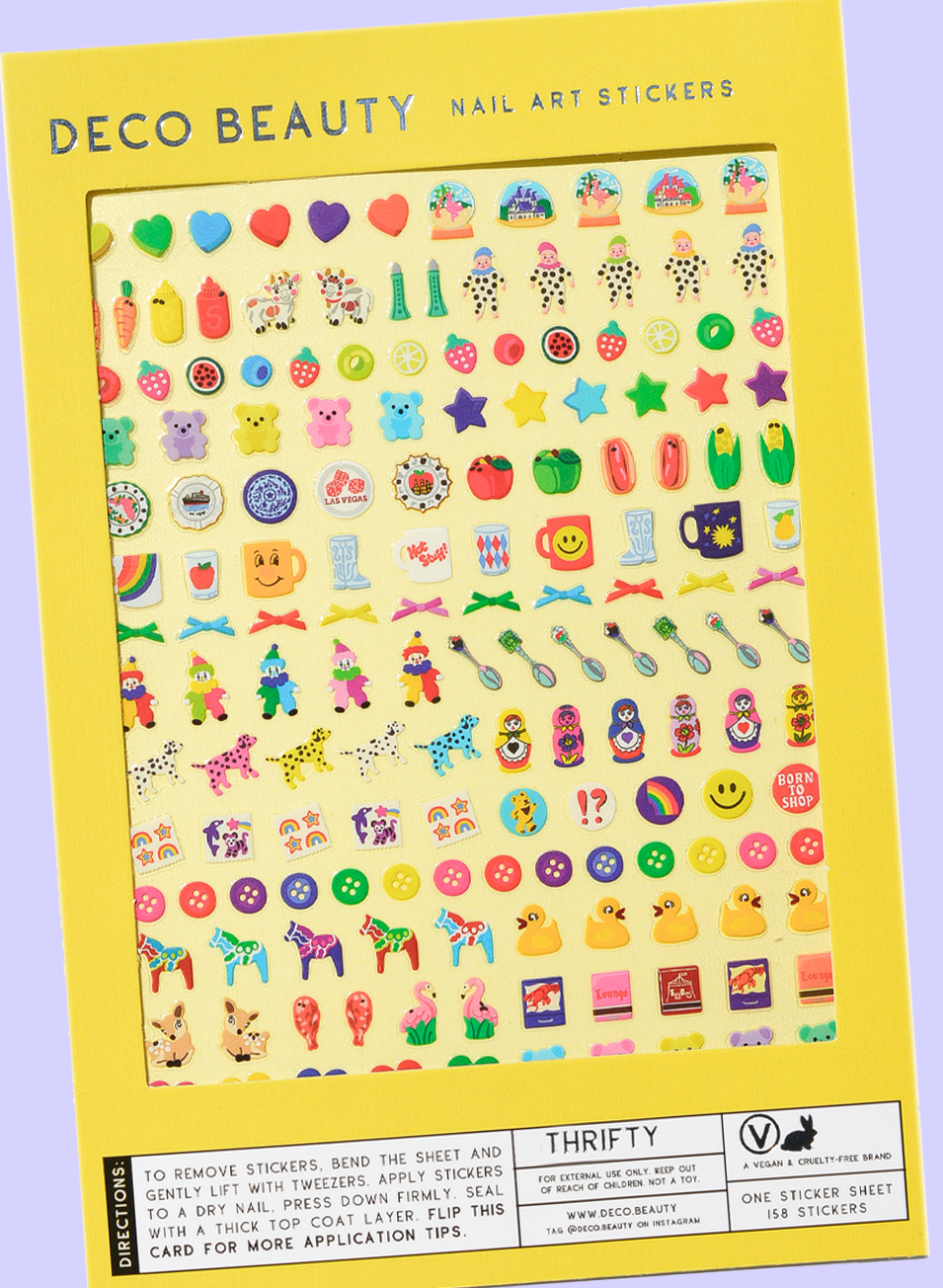 Thrifty sheet flat lay slanted on purple background