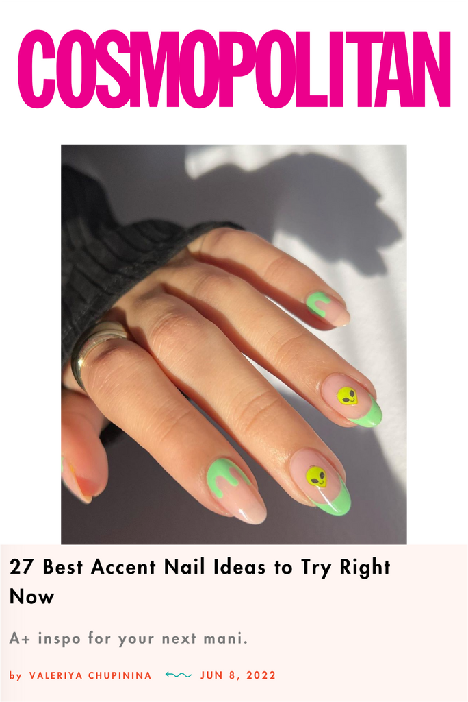 Cosmo nail art feature showing hand with alien