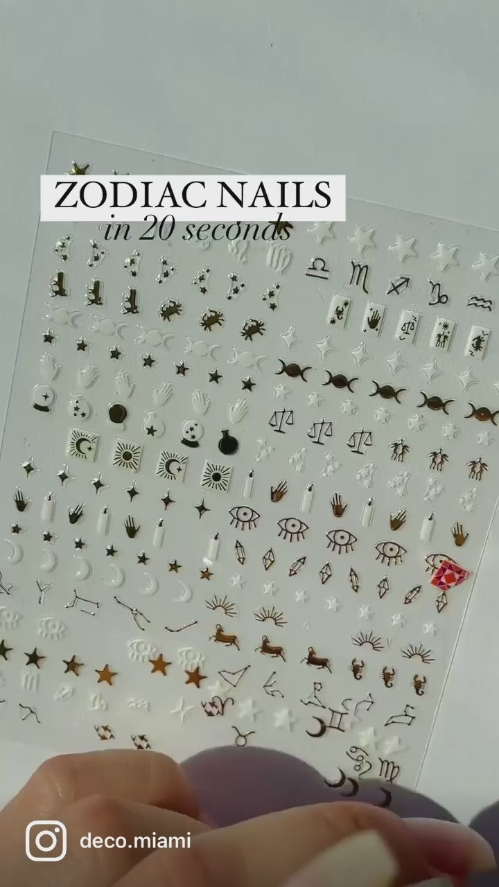 Zodiac nail art tutorial with grey polish