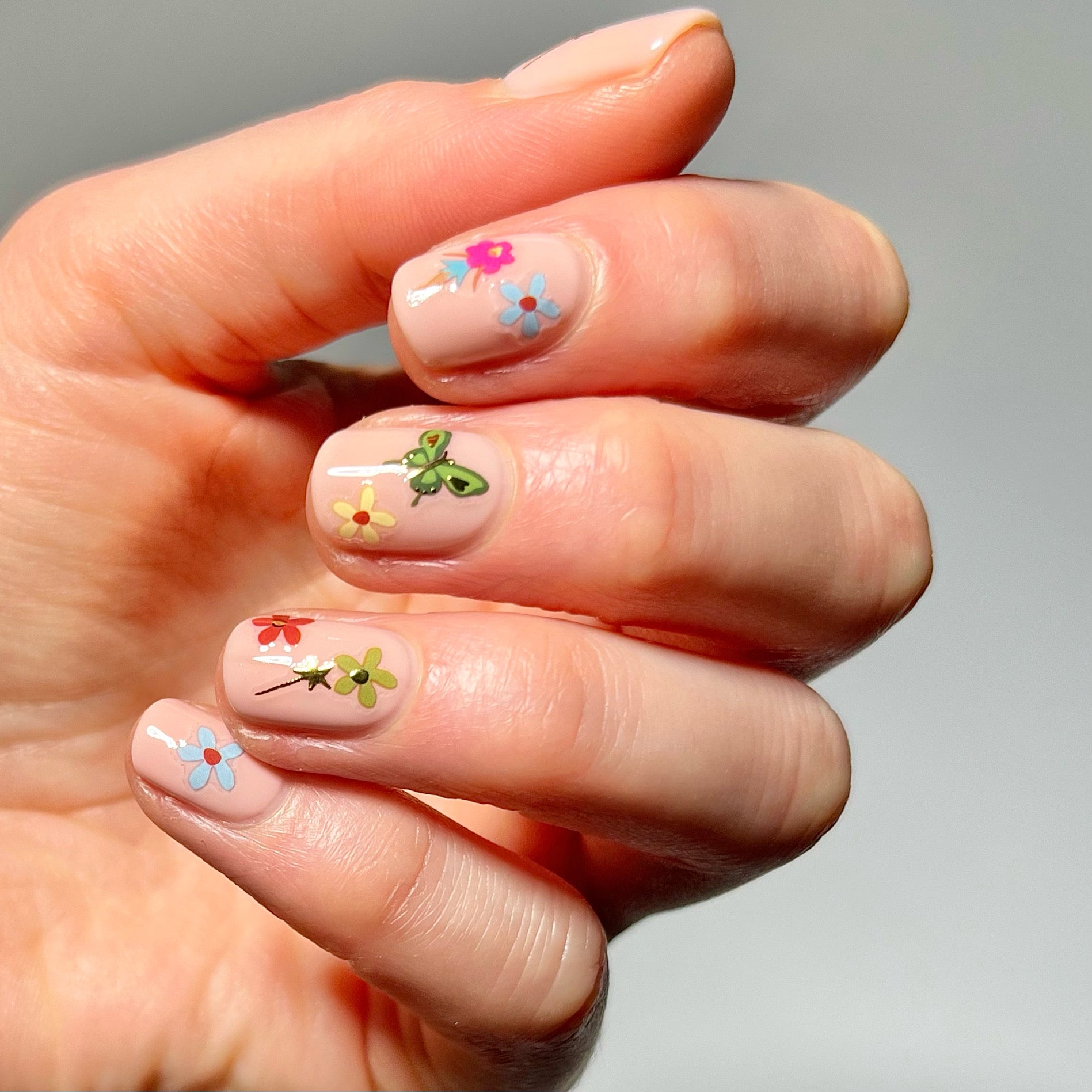 Woodland Fae Nail Stickers on short nails
