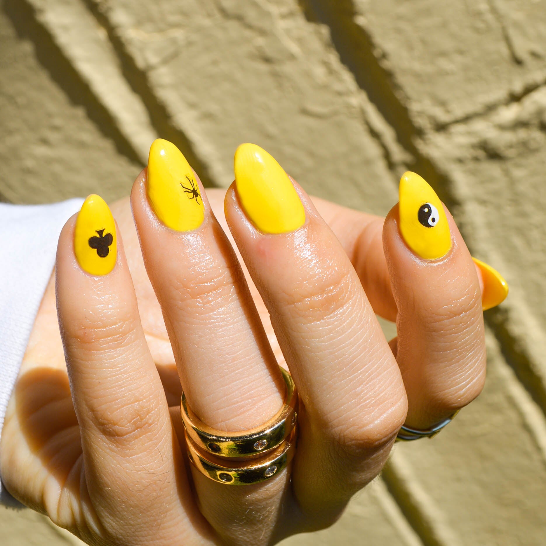 Jackpot Nail Art Stickers on yellow nails